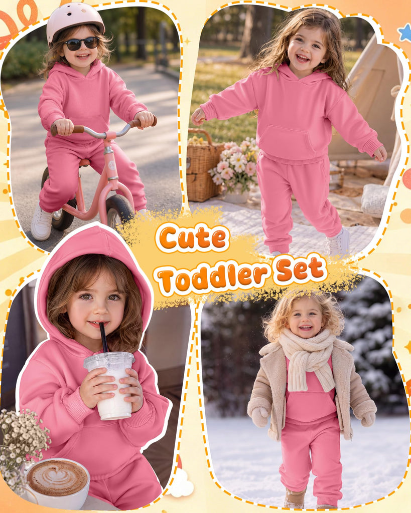Toddler Boy Girl Sweatsuit Hoodie Set Pink