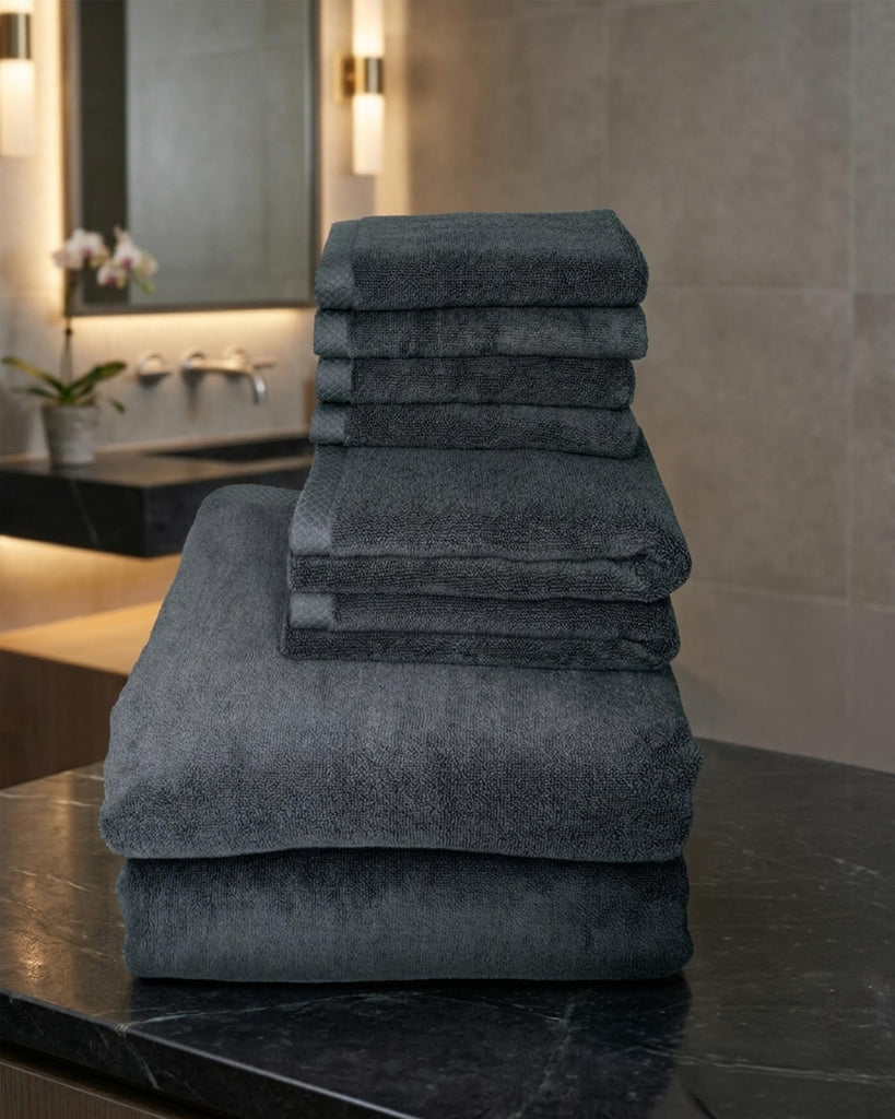 Egyptian Cotton Bath Towel Set, 650 GSM 8-Piece - 2 Oversized Bath Sheets (31"x63"), 2 Hand Towels (16"x31"), 4
