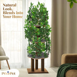 Cat Tree with Leaves - Stable & Space-Saving Design - 4 Scratch Levels & 5 Scratching Posts