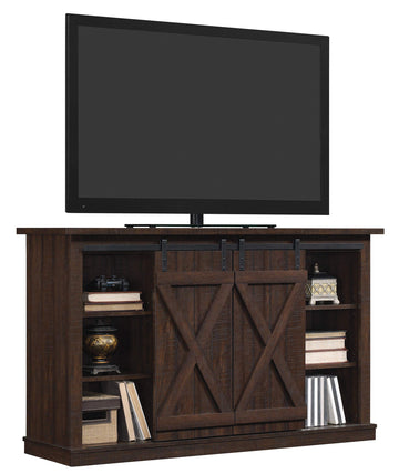 Sliding Barn Door TV Stand, Sawcut Espresso