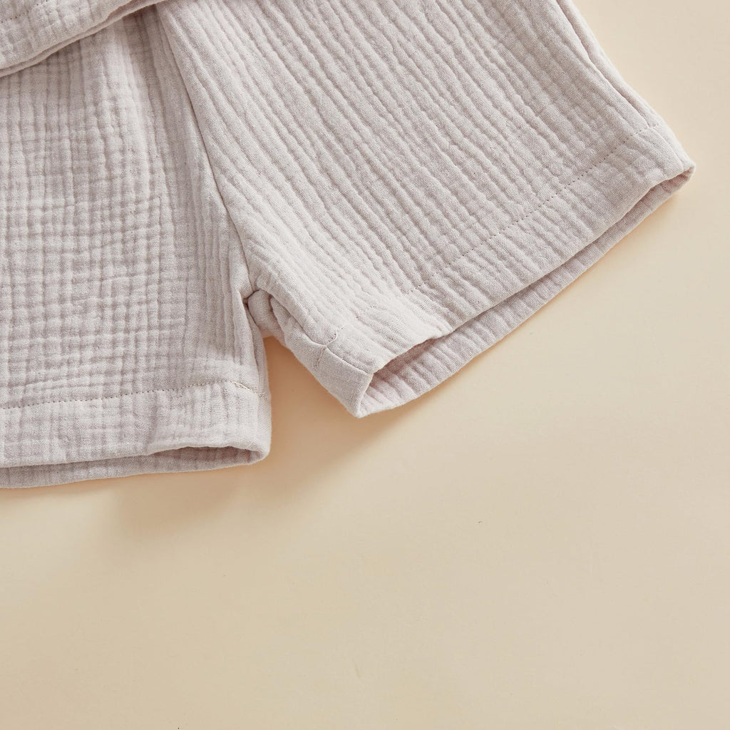 Boys Clothes Set Toddler Infant Boys Button-down Shirt Tops + Cotton Gauze Shorts Summer Outfit 2PCS with Pockets