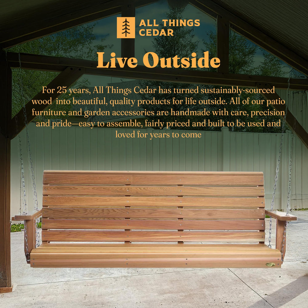 Porch Swing, Solid Wood Frame, Natural, 6 Ft