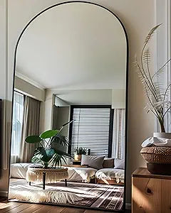 Full Length Floor Mirror, 82X42 Inch Oversized Arched Standing Mirror in Black, Dressing Room - Elegant Freestanding