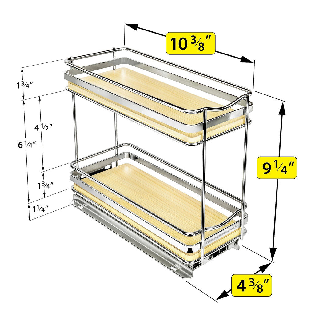 ÉliteTM Pull Out Spice Organization for Cabinets - 4-3/8 inch Wide - Spice Rack for Inside Cabinets - Wood/Chrome