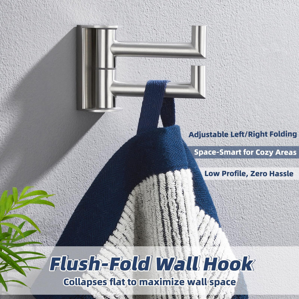 Double Swivel Towel Hook, Brushed Nickel, 304 Stainless Steel