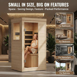 Garvee Far Infrared Sauna 1 Person Indoor Dry Sauna with Low EMF 1200W/110V Heaters Panels, Chromotherapy, MP3 Speaker