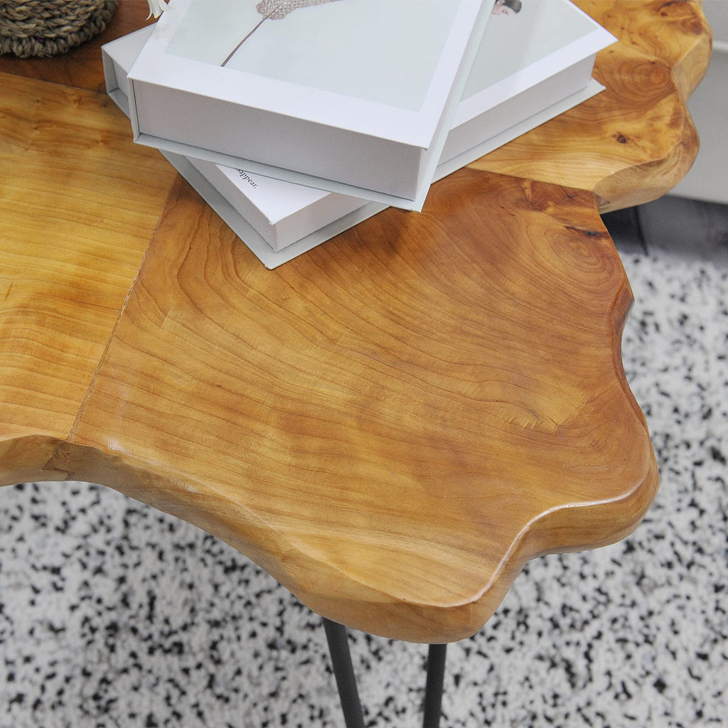 Cedar Natural Wood Live Edge Coffee Table 21" x 21" x 21" H Accent Vintage Wooden Side Tables Solid Rustic Plant