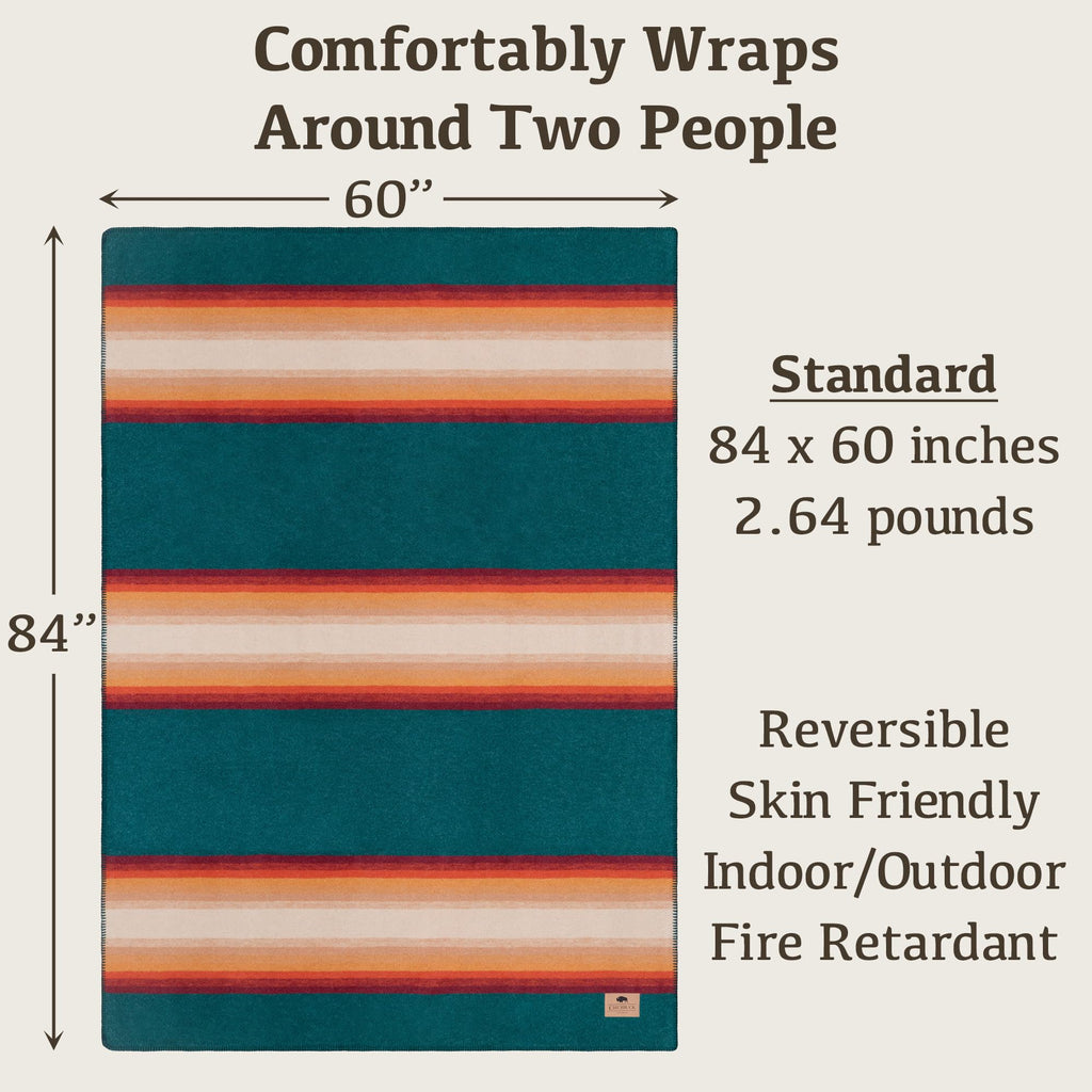 100% Wool Blanket Camping, 60"x84" Large Warm Blankets for Winter, Turf