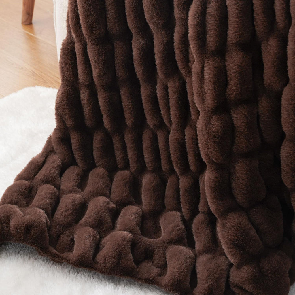 Luxury Faux Fur Throw Blanket for Couch, 60"x80", Double Side