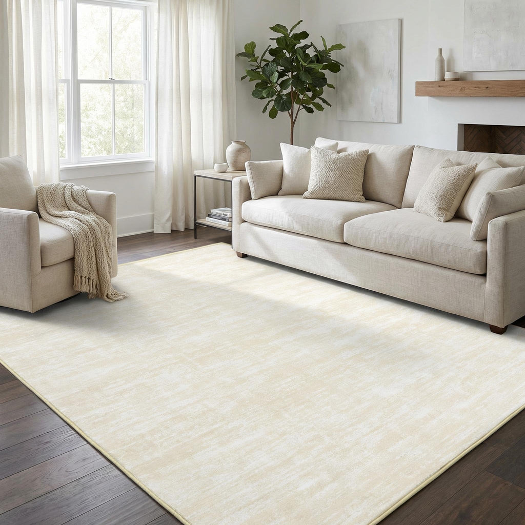Modern Solid Rugs Washable Rug Large Cream