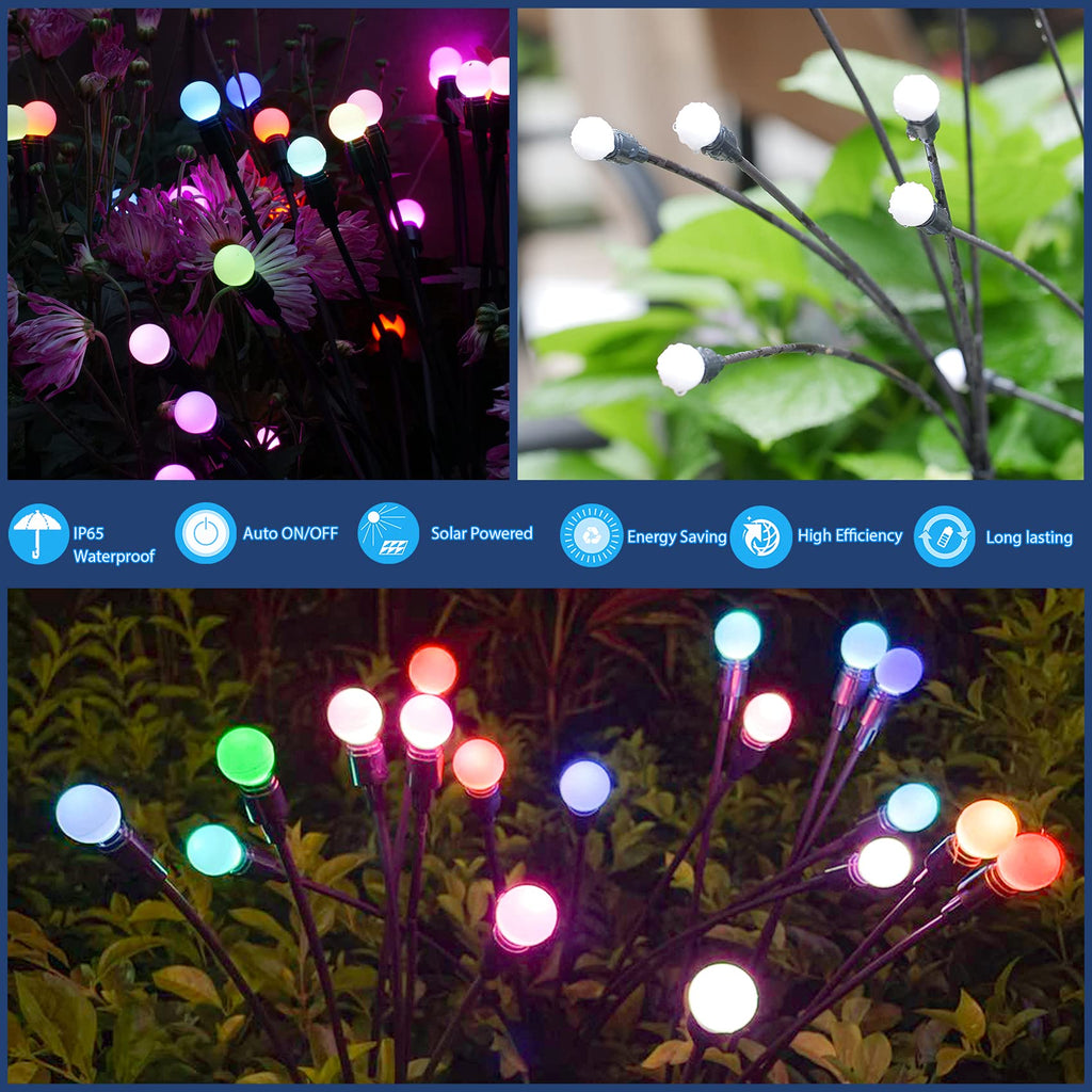 Solar Garden Lights, Starburst Swaying Light - Swaying When Wind Blows, Solar Lights Outdoor Decorative, Color