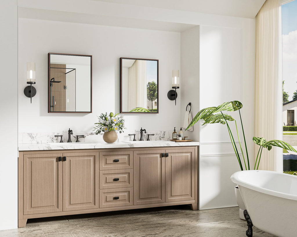 22 x 30 Inch Oil Rubbed Bronze Bathroom Mirrors for Over Sink, Rectangle Mirrors for Wall, Beveled Framed, Small