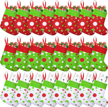 Mini Christmas Stockings Lime Green and Red 6 Inch - Set of 24