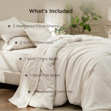 King Comforter Set Beige - Bed in a Bag King Bedding 7 Pieces, Cationic Dyed Bed Set Gift for Family