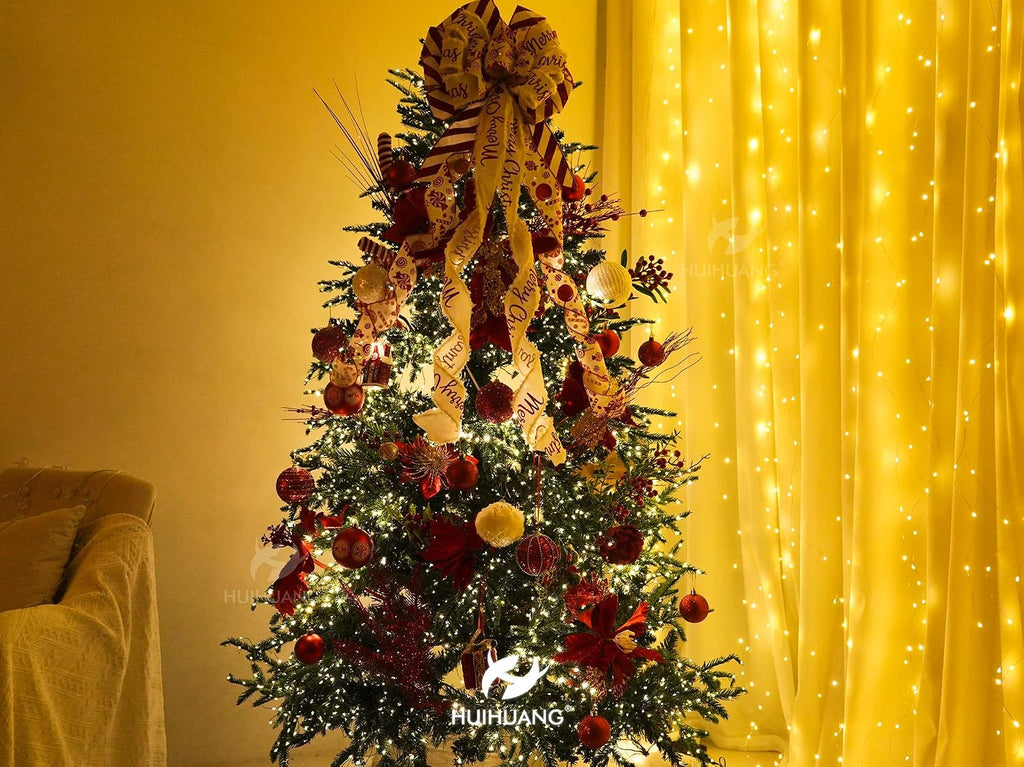 Red Christmas Tree Topper Bow 13 inch x 45 inch