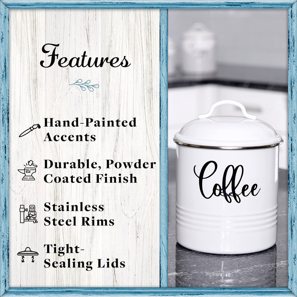 Food Storage Containers Set with Lids, Farmhouse Home Kitchen Decor Rustic Vintage Canisters