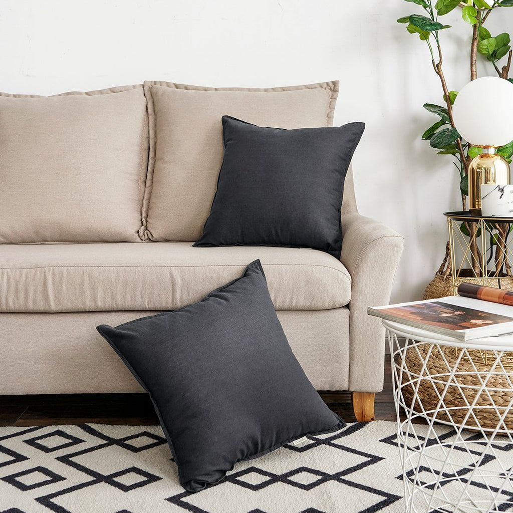 Set of 2 Decorative Cotton Linen Couch Throw Pillow Case 26"x26" Sofa Pillow Durable Classy, Comfortable Cushion
