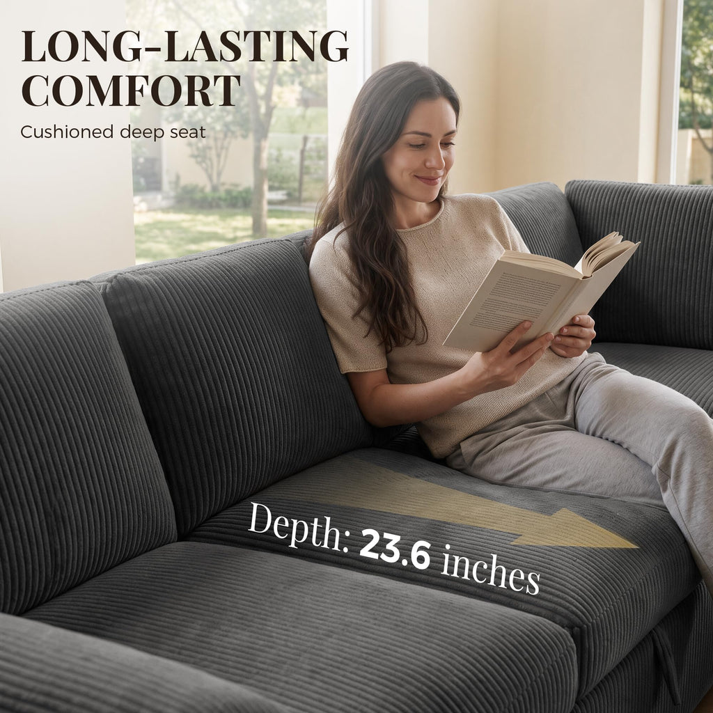108'' Modular Sectional Sleeper Sofa Couches, Dark Grey