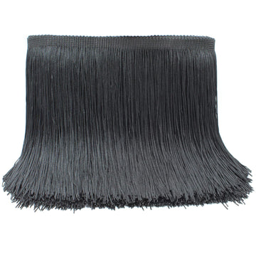 6" Black Fringe Trim Tassel Sewing Trim for Clothes Accessories Latin Wedding Dress DIY Lamp Shade - 10 Yards