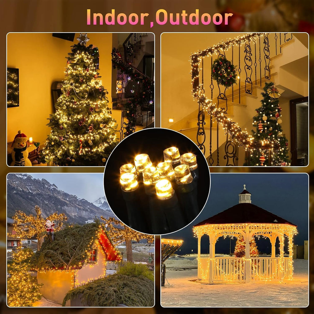 Cluster Christmas Tree Lights 1000 LEDs - Outdoor Waterproof 33FT Christmas Firecracker Twinkle Cluster Lights - 8