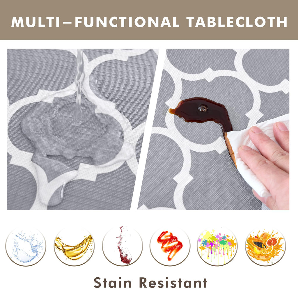 Vinyl Tablecloth with Flannel Backing 2 Pcs 60x84 in Moroccan Grey