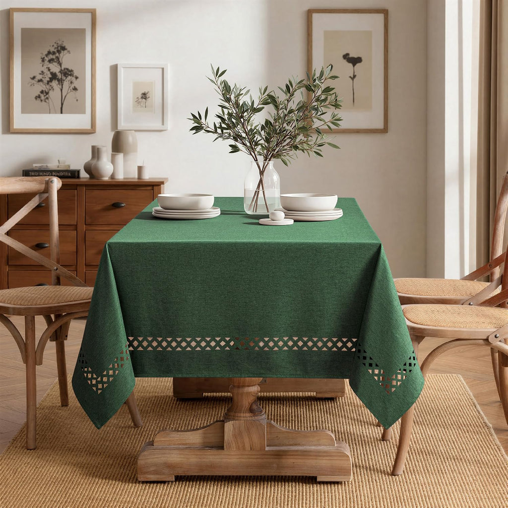 Army Green Rectangle Christmas Tablecloth with Cutouts 60x84 Inch