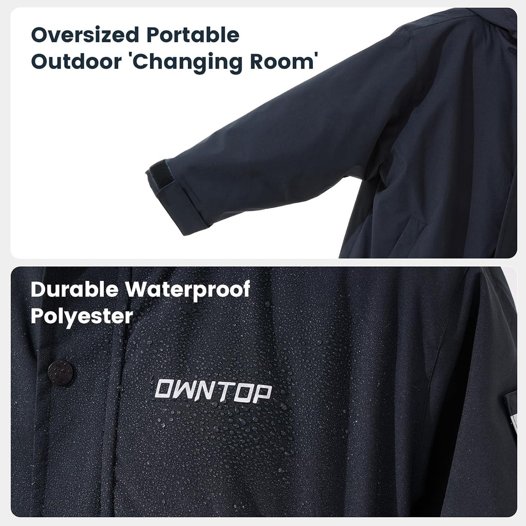 Waterproof Swim Parka for Kids Youths and Adults - Unisex Hooded Surf Poncho, Oversized High-Low Hem Windproof