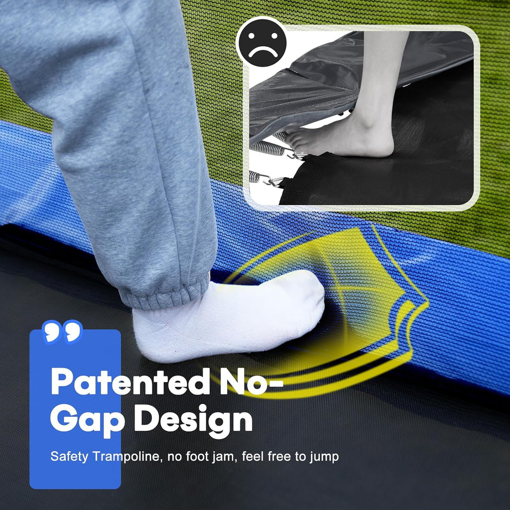 1800LBS Weight Capacity Rectangle Trampoline 10x17FT 9X15FT 8X14FT Outdoor Square Gymnastics Trampolines with