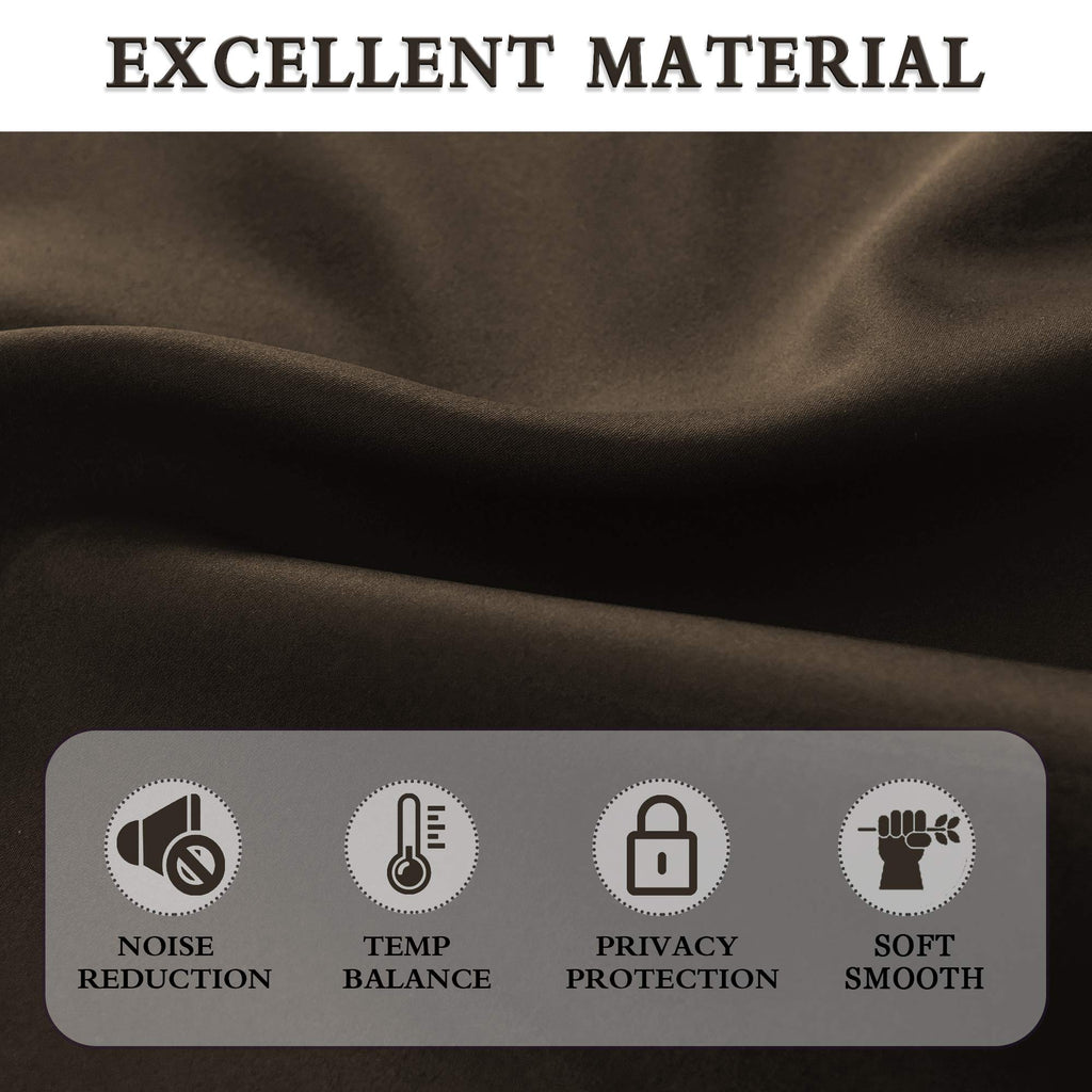 Brown Coffee Half Curtains for Cafe - Room Darkening Curtain Tiers for Small Windows with Rod Pocket (42 x 36 Inch