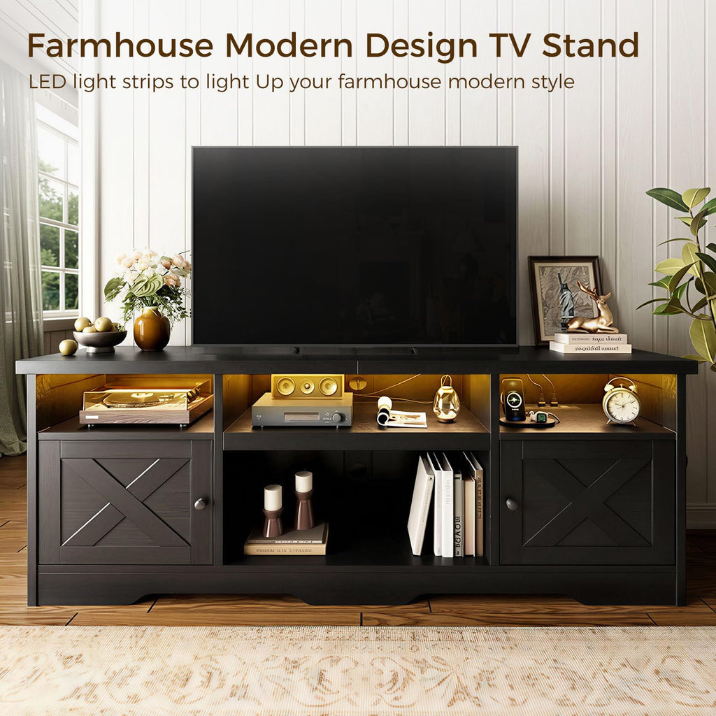TV Stand for 75+ Inch TV, Entertainment Center, Black