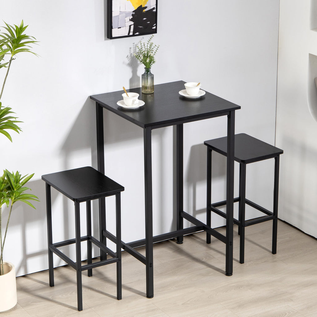 Bar Table, 23.6" Pub High Top, Square Bar Height, Counter Height Cocktail, Small Kitchen Set for 2, Breakfast