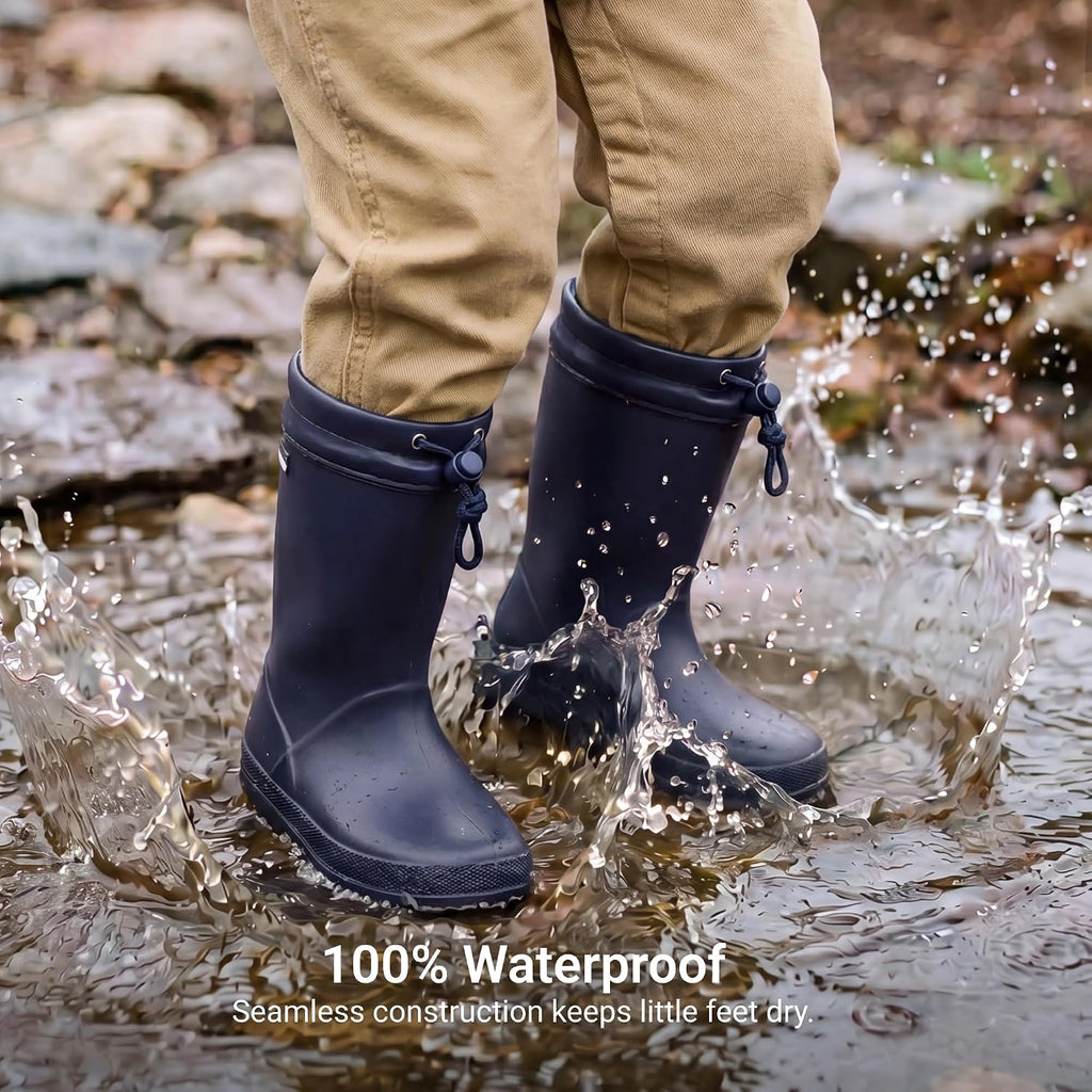 Kids Waterproof Drawstring Rain Boots