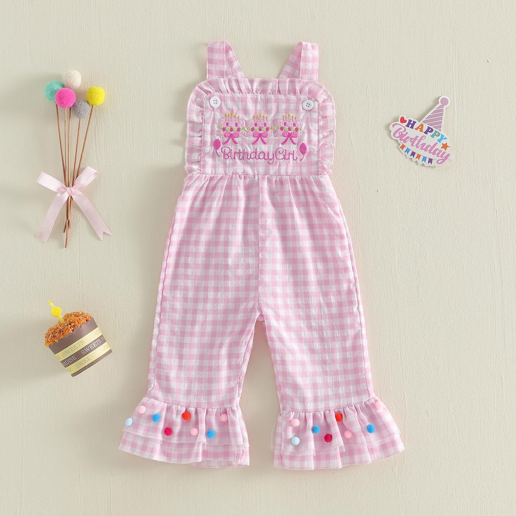 Toddler Baby Girl Easter Outfit Bunny Overalls Bell Bottoms Rabit Romper Jumpsuit Old Clothes (Birthday
