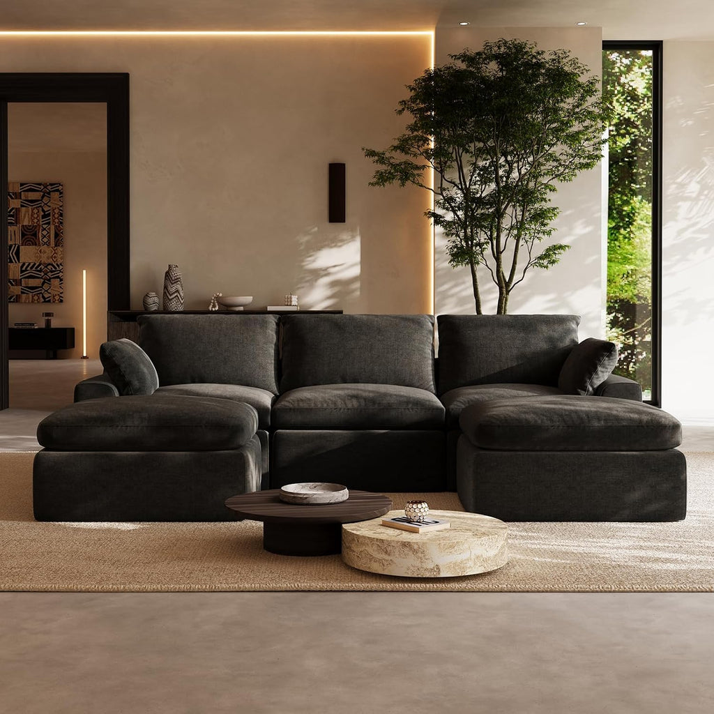104.3" Modular Cloud Couch, Modern Sectional Sofa with Smarts Coil Support, Chenille Fabric, Upholstered Couch