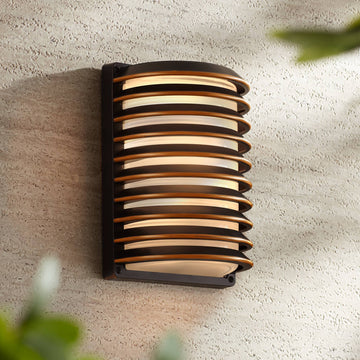 Bronze Grid 10" High Modern Industrial Outdoor Wall Light Fixture