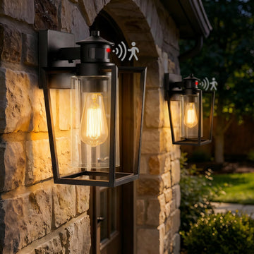 2-Pack Motion Sensor Outdoor Wall Lights, Rustic Dusk to Dawn Wall Sconce