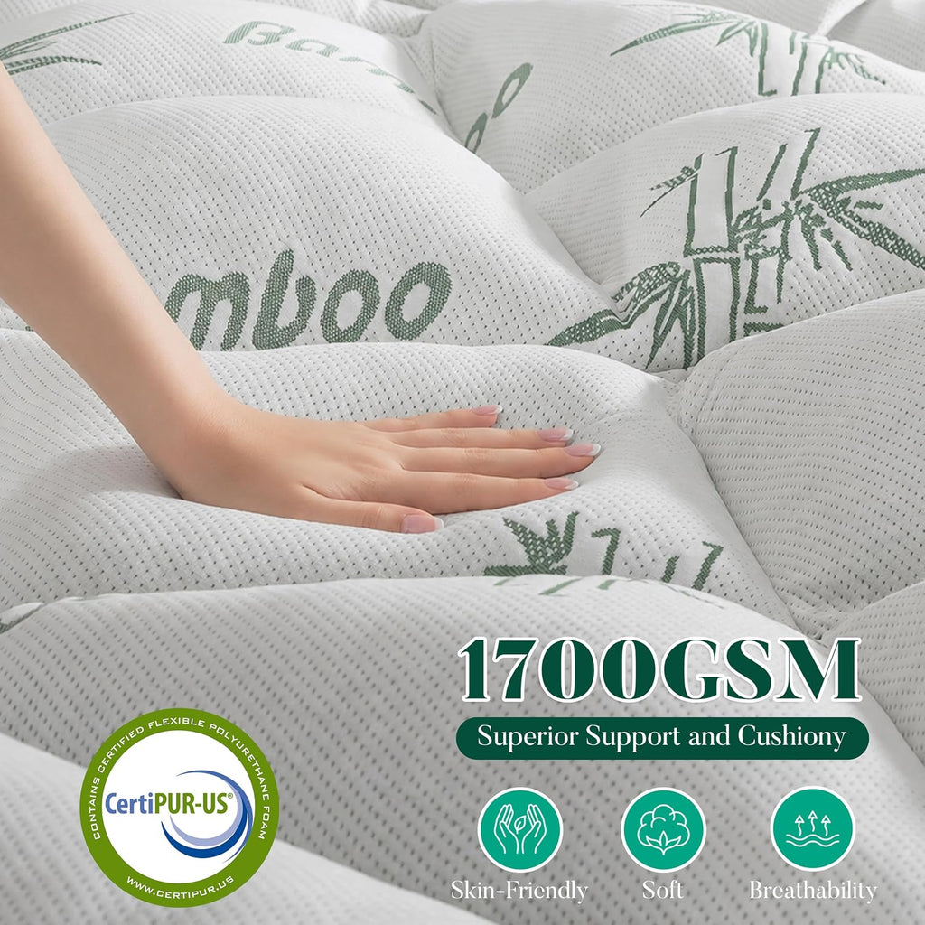Full Size 3 inch Memory Foam Mattress Topper-Viscose Made from Bamboo Cooling Air Layer for Hot Sleepers,Thick Pillow