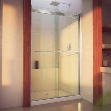 Essence-H 44-48 in. W x 76 in. H Semi-Frameless Bypass Shower Door in Brushed Nickel, SHDR-634876H-04