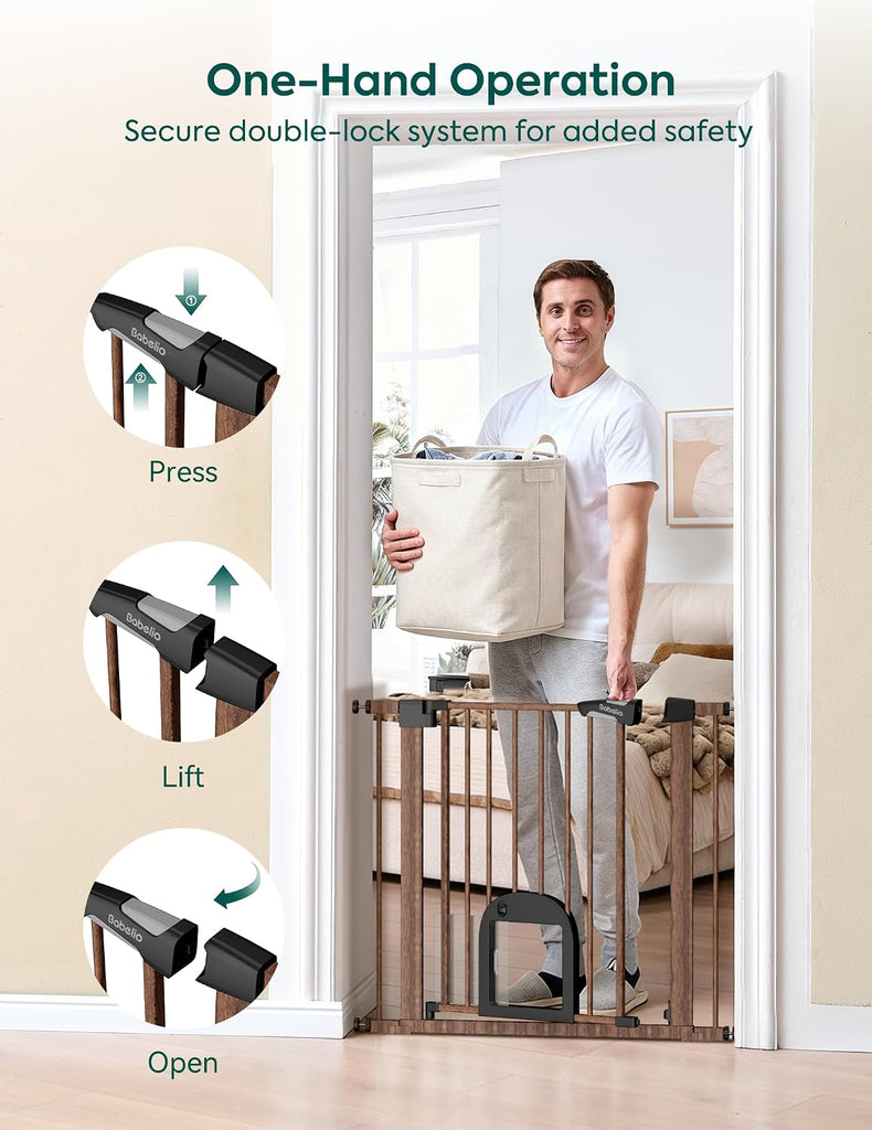 Dog Gate with Adjustable Cat Door, CatPrivilege III, 29-43"