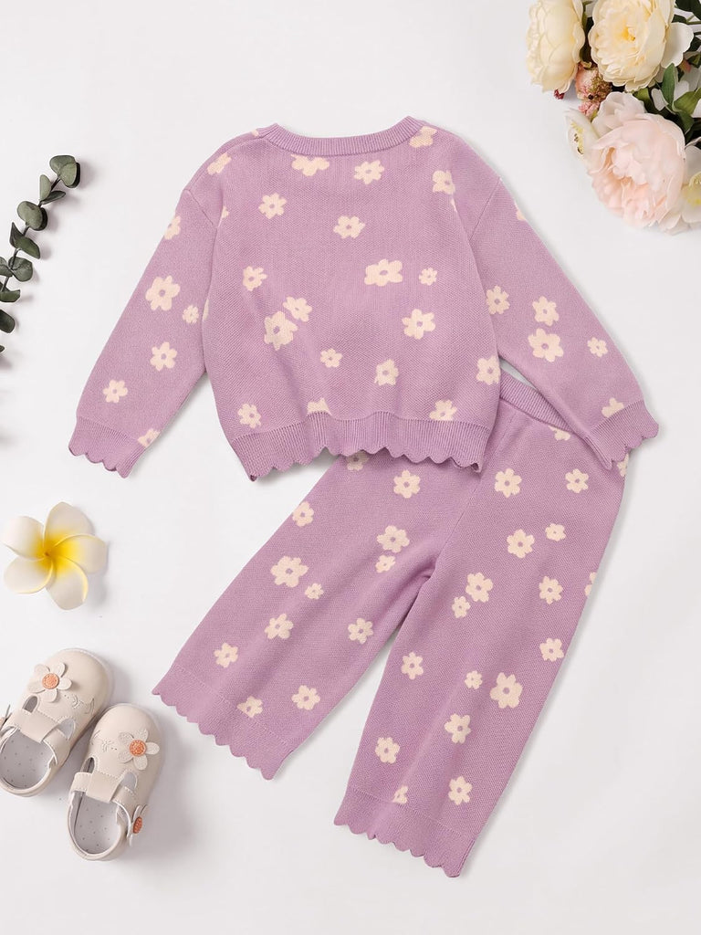 Toddler Girls Jacquard Sweater Set 2 Piece Outfit