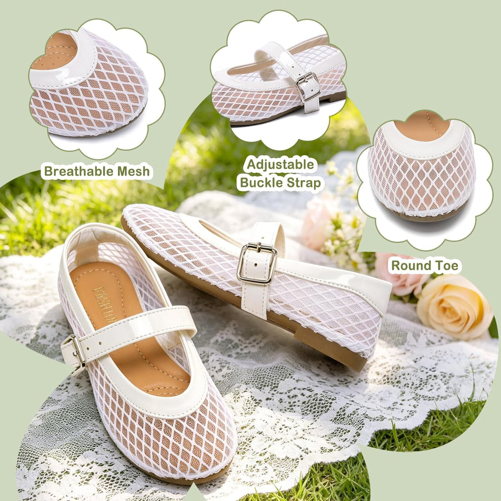 Girls Flats Mary Jane Mesh Ballet Flats Dress Shoes for School,Toddler,Kids