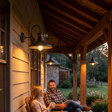 2-Pack Gooseneck Outdoor Wall Barn Lights, Dusk to Dawn Motion Sensor Sconce