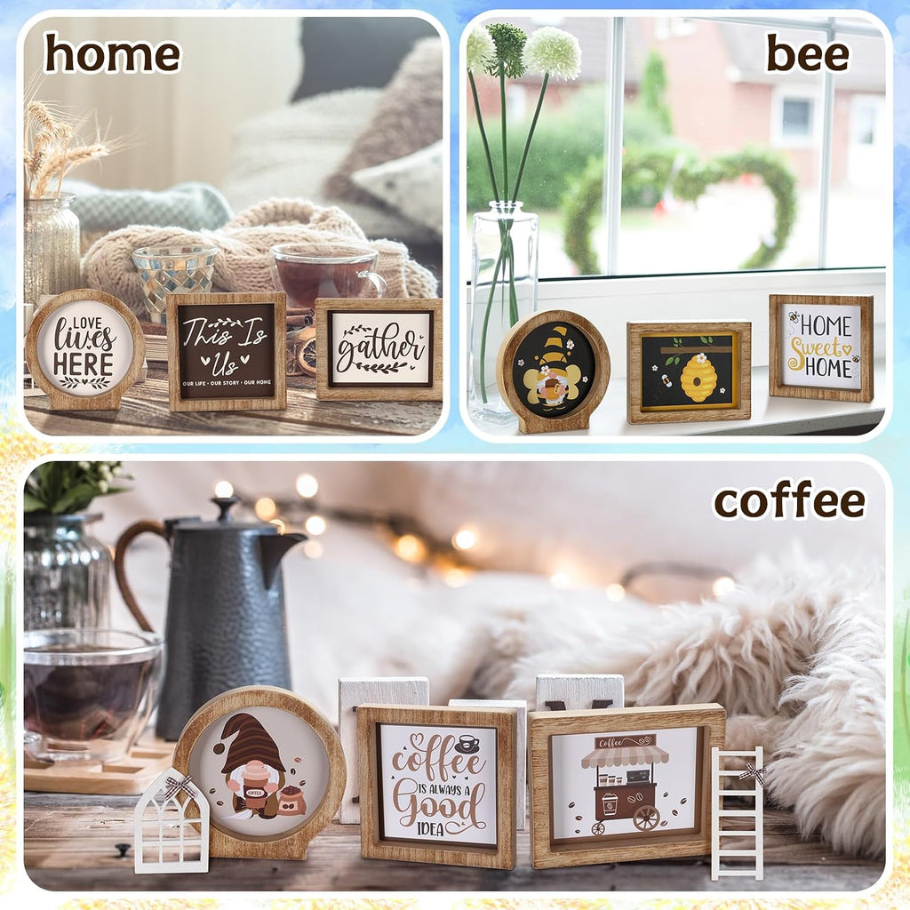 Interchangeable Seasonal Tiered Tray Decor Set Fall Halloween Thanksgiving Tiered Decoration Include Wood - Set of 48