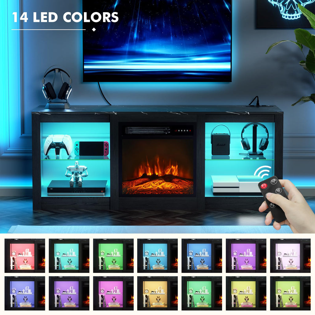 Electric for 65-80"TV, w/Power Outlets, Black