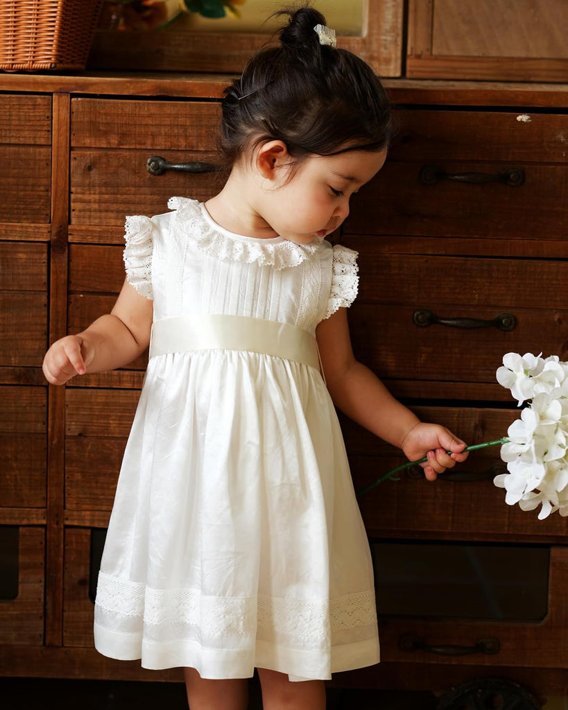 Vintage Toddler Girl White Lace Heirloom Dress Birthday Party Outfit 12M