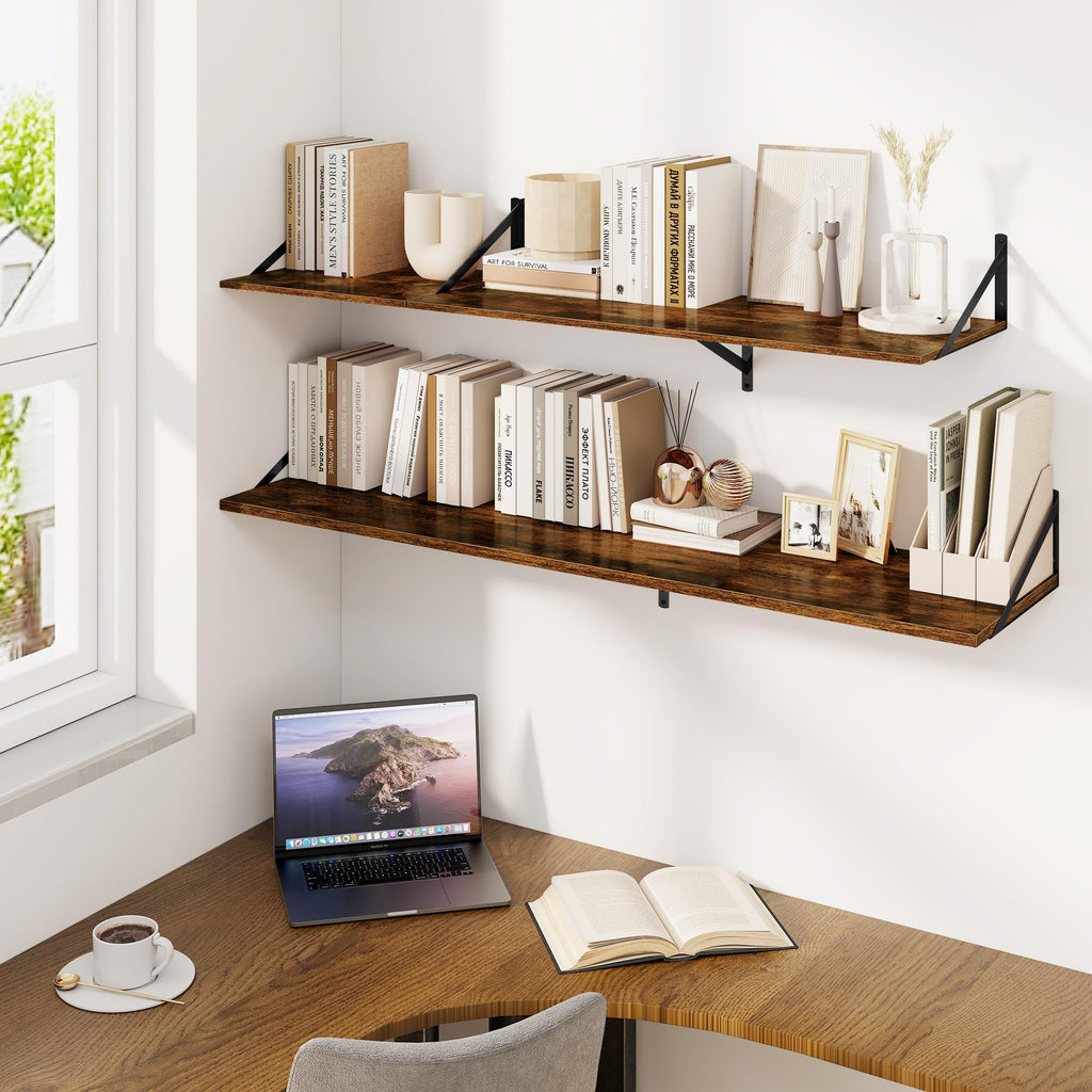 Floating Shelves for Wall, 12 Inch Deep Floating Shelves Set of 2, 36W x 12D Large Wall Shelf with Sturdy Metal