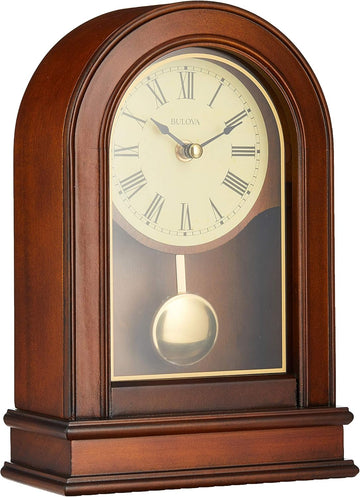 B7467 Hardwick Mantel Clock | Traditional Hardwood Case with Walnut Finish | Roman Numerals | Elegant Timepiece