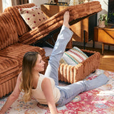 Belffin Corduroy Sleeper Sofa Bed with Storage Chaise Modular Sectional Sofa Couch with Pull Out Bed L Shaped