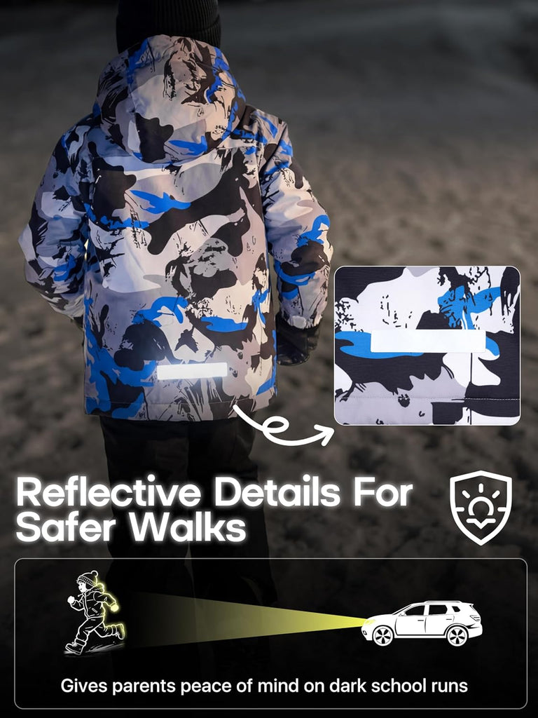 Boy's Waterproof Ski Jacket Winter coat with Hood