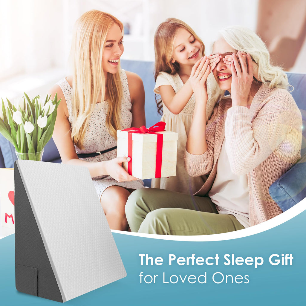12 inch Bed Wedge Pillow for Sleeping, Reading & Resting, Cooling Memory Foam Incline Pillow Wedge for Adults